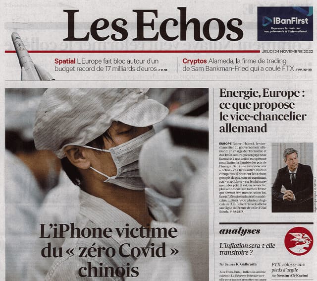 une du journal les echos du 24 11 22